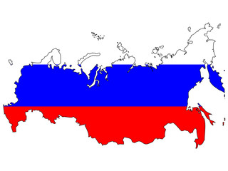 Fototapeta premium Vector map with the flag inside - Russia.