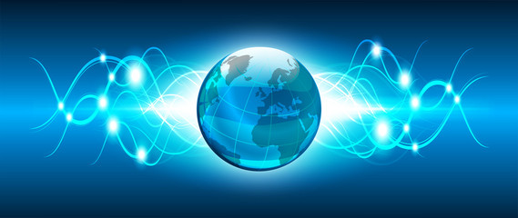 mondo, connessione, flash luminoso