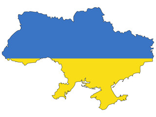 Vector map with the flag inside - Ukraine.