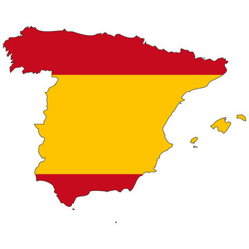 Vector map with the flag inside - Spain.