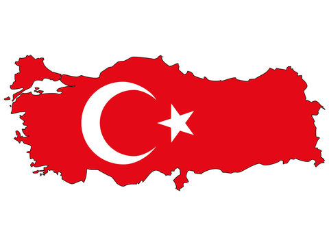 Vector map with the flag inside - Turkey.