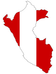 Vector map with the flag inside - Peru.