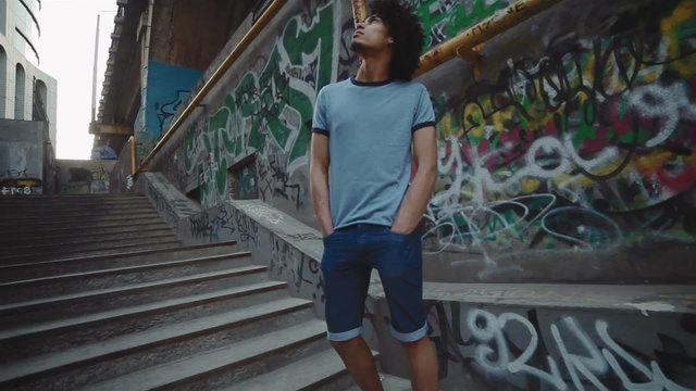 Man with obvious problems at the bottom of the social ladder