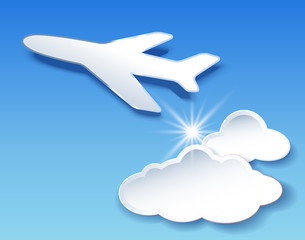 Airplane and clouds sky