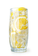 lemon drink with ice cubes