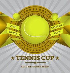 Vector Tennis Emblem with Geometric Background.