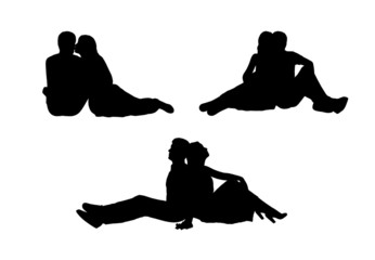 couple in love silhouettes set 3