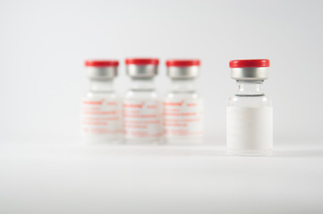 White medicine injection vials