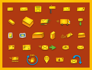 27 Post Icons - Bunte handgemalte Vektor Grafiken