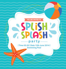 Birthday card invitation summer fun splash pattern vector