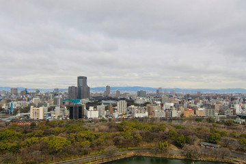 Fototapeta na wymiar aerial view of Osaka city