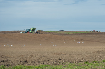 Tractor ploughing agricultural land