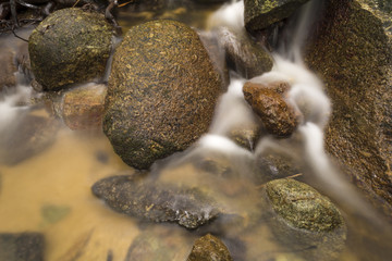 Water flowing between rocks