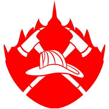 Feuer Flammen Helm 2 Äxte Logo