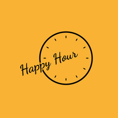 happy hour background with clock