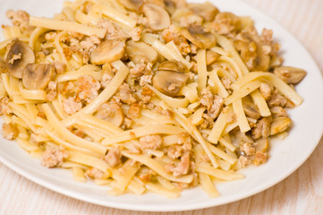 pasta with mushroom and minced meat