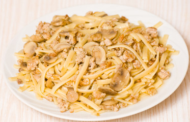 pasta with mushroom and minced meat