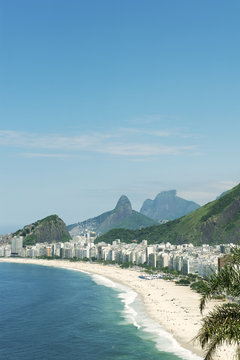 Copacabana Beach Rio de Janeiro Brazil Skyline Aerial View