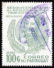 Naklejka premium Postage stamp Paraguay 1977 Marshal Francisco Solano Lopez