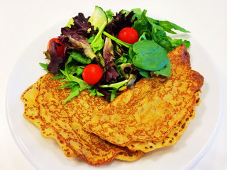 Pancakes and salad