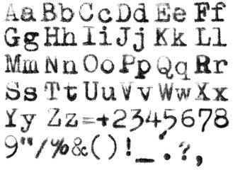 isolated typewriter alphabet