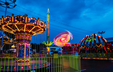 Amusement park in the evening