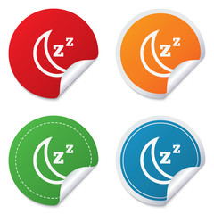 Sleep sign icon. Moon with zzz button.