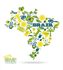 Brazil background. Illustration map of Brasil.