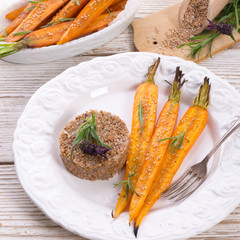 Wheat groats  and Caramelized carrots