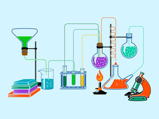 Scientific laboratory flat background