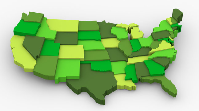 USA green map image. Concept of ecology