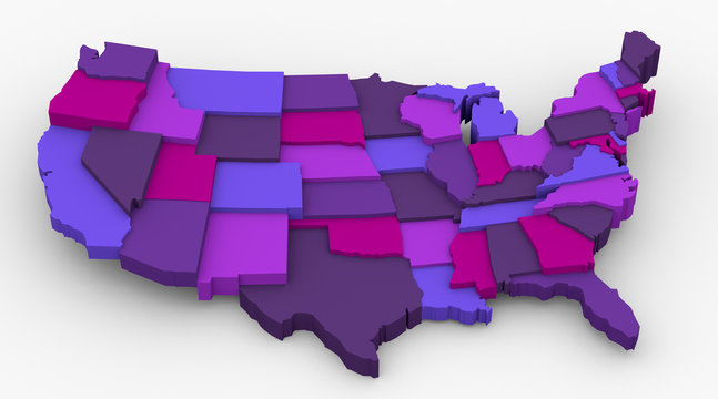 USA purple map image. Concept color for royalty