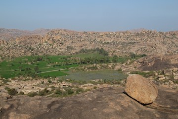 Rice fields and granite mountains