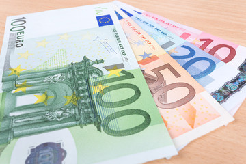 Euro banknotes closeup