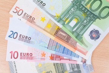 Euro banknotes closeup