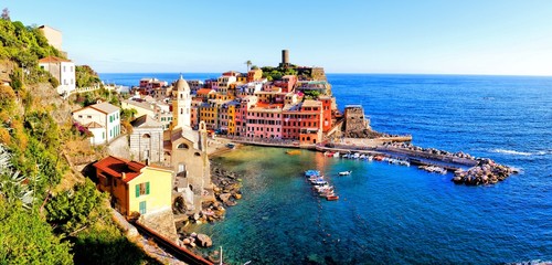 Panoramic of the Ccinque Terre village of Vernazza, Italy