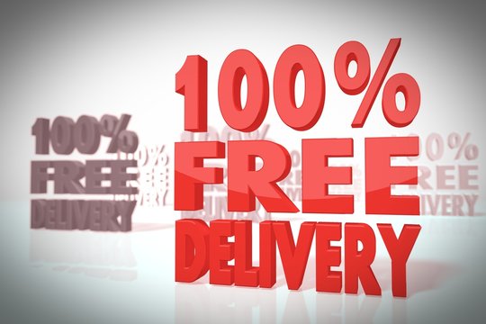 stylish 3d scene with 100 percent free delivery sign