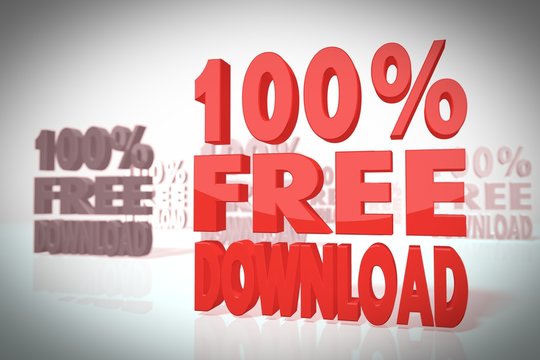 stylish 3d scene with 100 percent free download sign