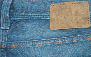 Leather  label on jeans.