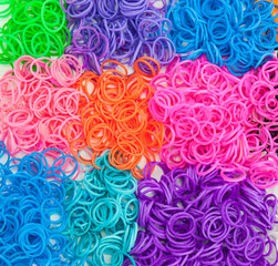 detail of colourful loom bands