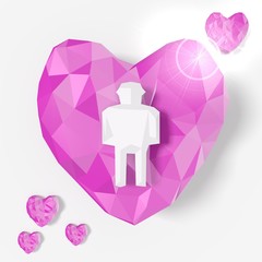 low poly love man icon