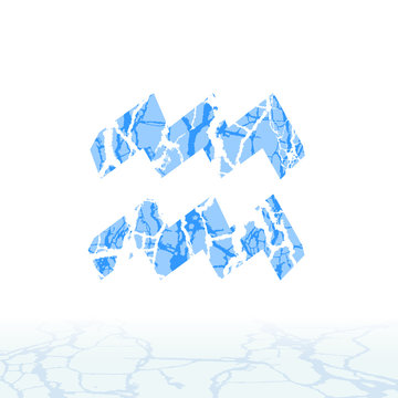 Cracked ice alphabet. Symbols of the snow. Signs of the zodiac