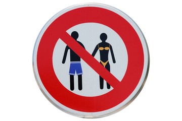 Panneau d'interdiction de port de maillots de bain