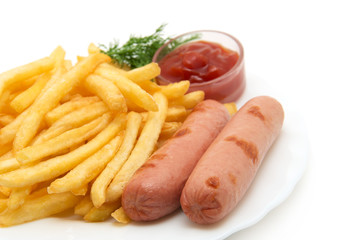 French Fries, Sausages.