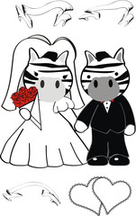 zebra cartoon cute married vector