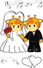 giraffe cartoon cute married vector