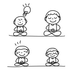 hand drawing cartoon character happy kids