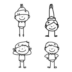 hand drawing cartoon character happy kids