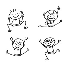 hand drawing cartoon character happy kids
