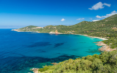 Naklejka premium Beach and coastline at Cargese in Corsica